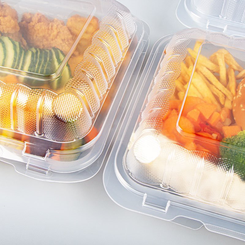 clear hinged container