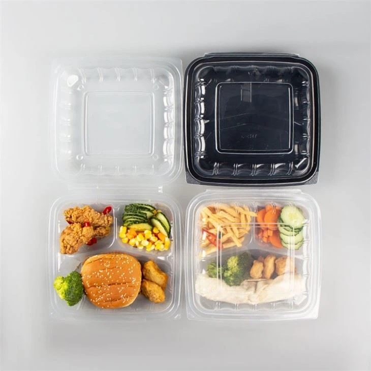 Pojemnik do pakowania żywności Jednorazowe pudełko na lunch z klapką Zabierz pojemniki na żywność 9x9x3 3cmpt Przezroczyste dno z pokrywką na zawiasach