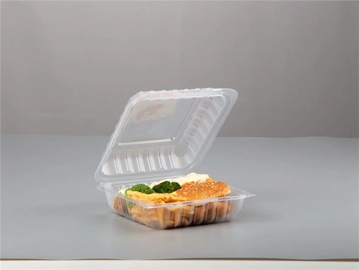 9 "x6" Przezroczysta plastikowa PP Przezroczysta pokrywa na zawiasach To Go Pojemniki na wynos