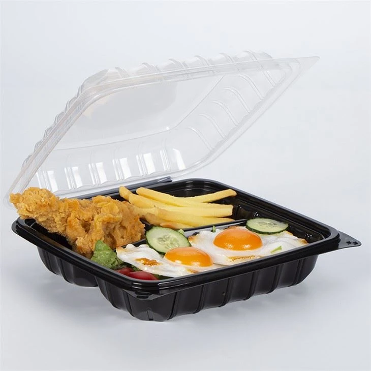 9-calowe mikrofalowe wyjmij gorące jedzenie Pojemniki na żywność na zawiasach Plastikowe pudełko na lunch