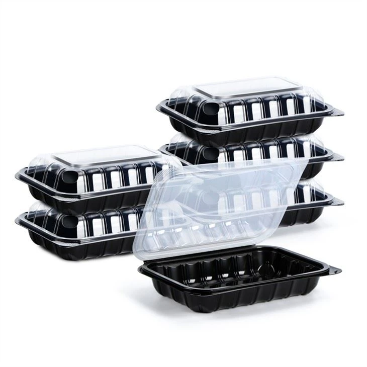 Gorący sprzedawca 9x9x1 cal pojemnik na żywność na zawiasach pojemnik na lunch do mikrofali na wynos jednorazowy pojemnik na żywność z pokrywką blokującą