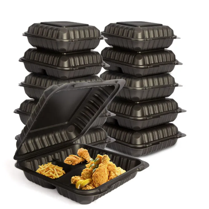 3-przedziałowe plastikowe pojemniki na wynos