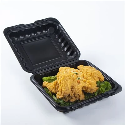 Pudełko Bento z czarną klapką 9 x 9 cali na wynos